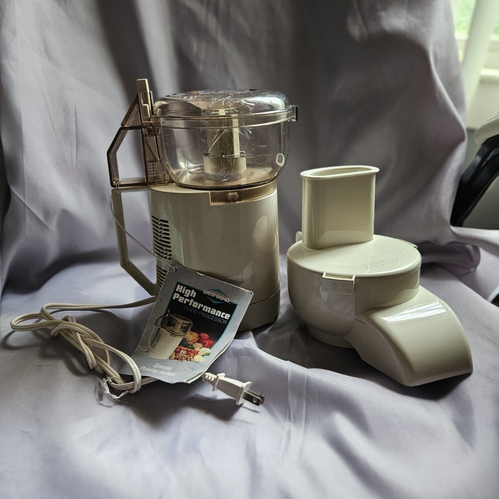 Vintage West Bend Food Processor 6500 High Performance Chopper Slicer Beige 500W